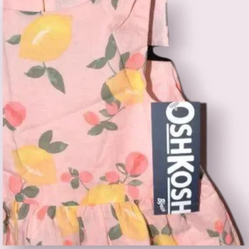 NWT Oshkosh B'gosh Spring Dress Lemons Sleeveless Pink Yellow Green